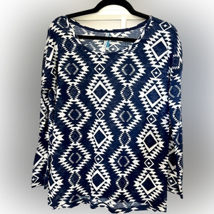 Aztec Pattern Blue Top Size‎ S
